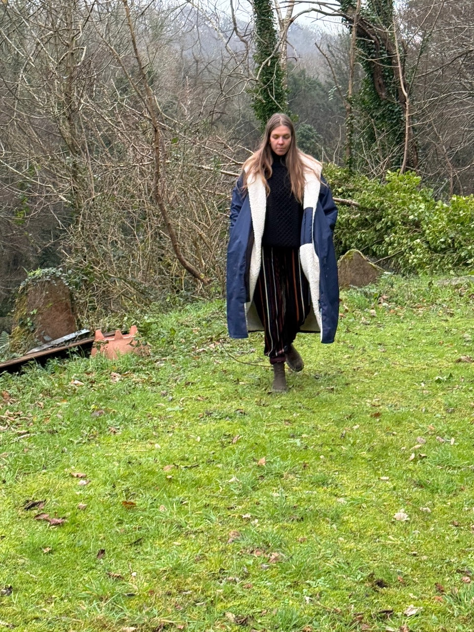 Ocean Blue | Hector and George Long Fleece Lined Coat