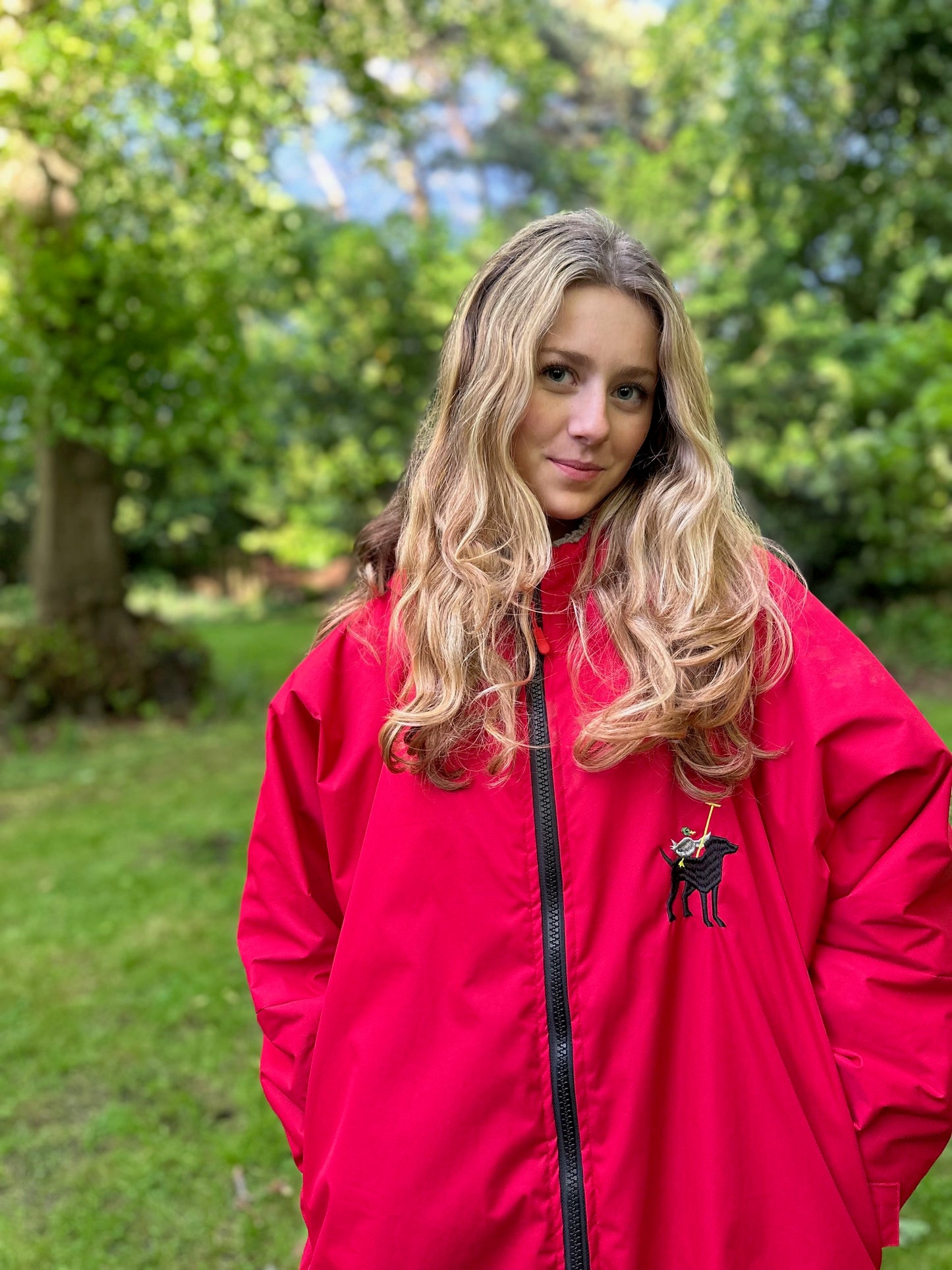 Poppy Red fleece lined waterproof coat from Hector and George