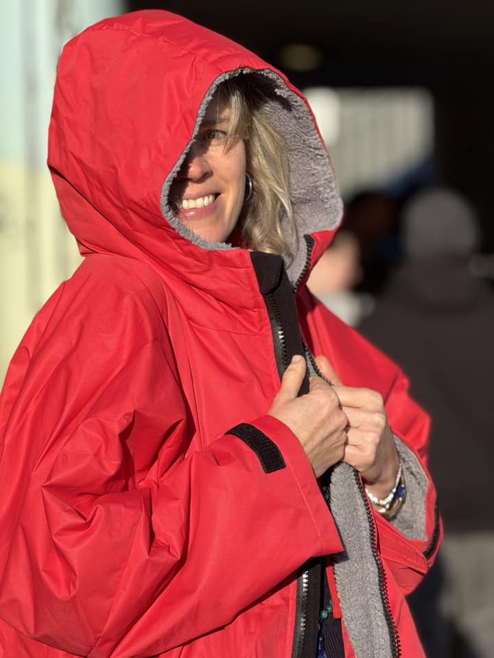 Poppy Red fleece lined waterproof coat from Hector and George