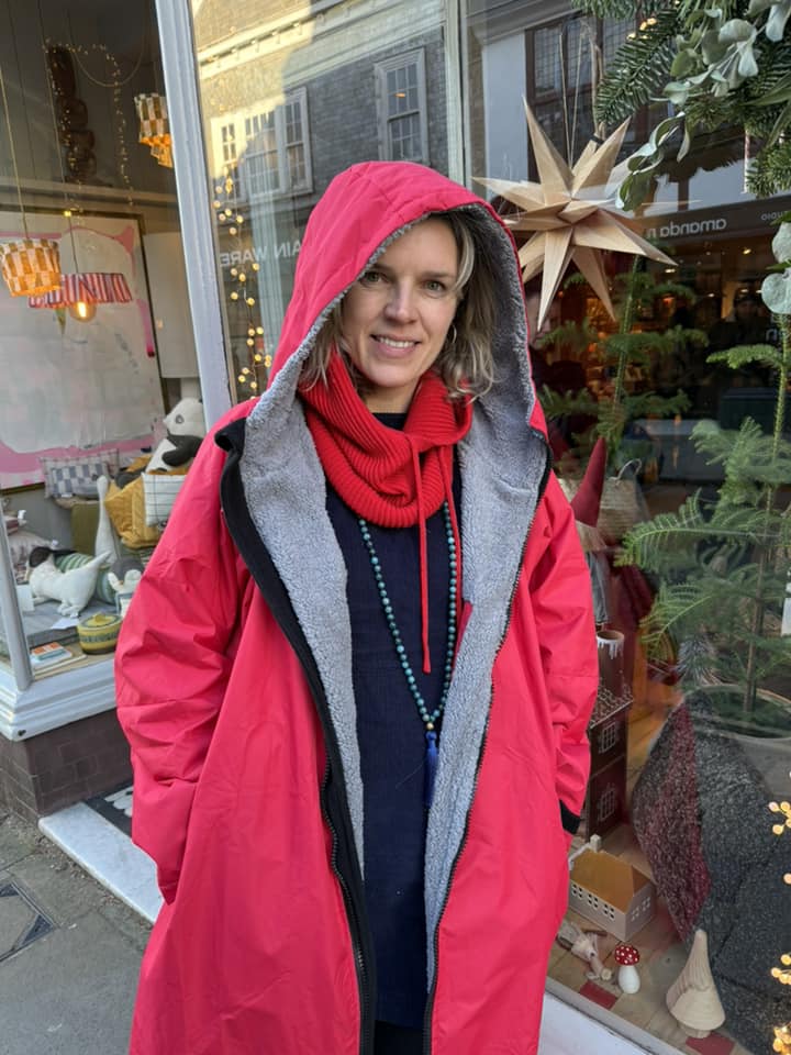 Poppy Red fleece lined waterproof coat from Hector and George