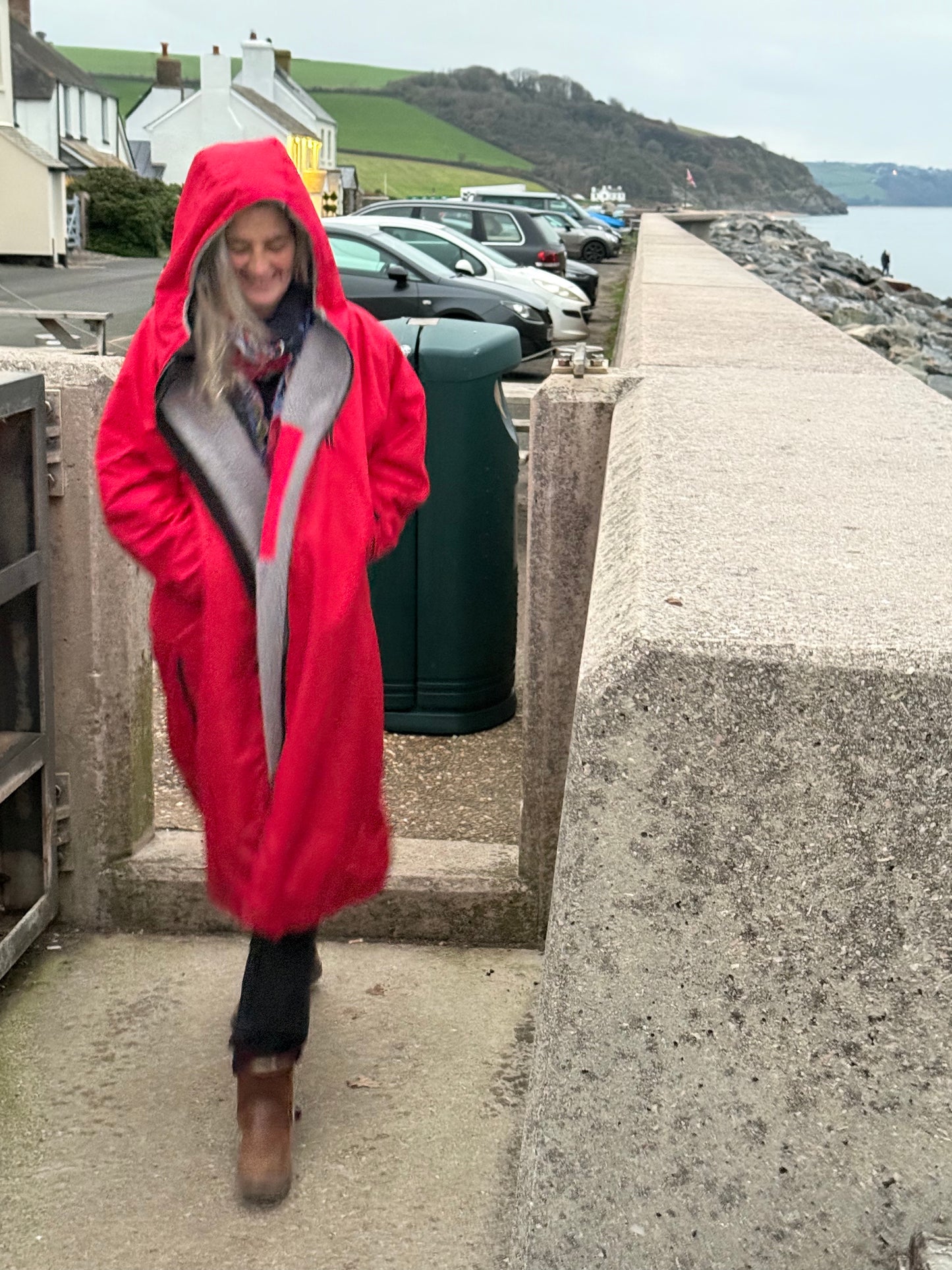 Waterproof Fleece-Lined Dog Walking Coat – Poppy Red