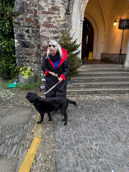 Ebony Black with Red lining | Hector and George Long Fleece Lined Coat