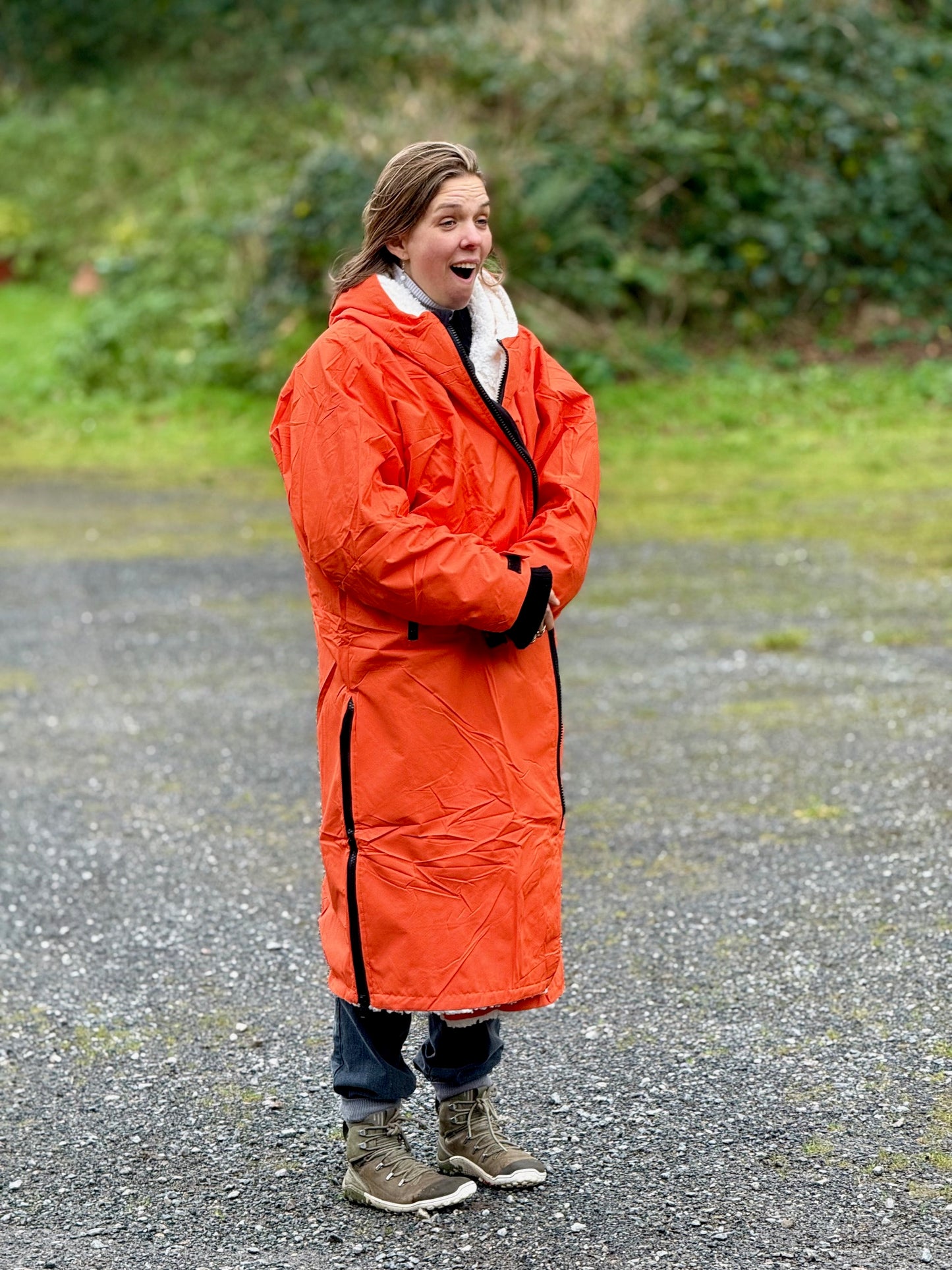 Orange | Hector and George Long Fleece Lined Coat