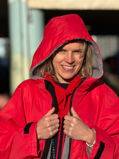 Poppy Red fleece lined waterproof coat from Hector and George