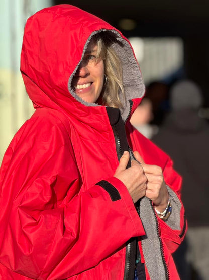 Poppy Red fleece lined waterproof coat from Hector and George
