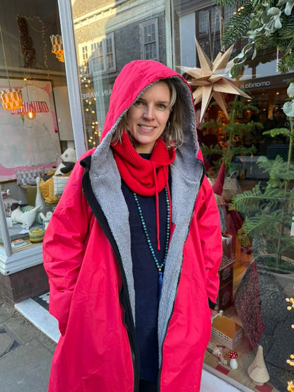Poppy Red fleece lined waterproof coat from Hector and George