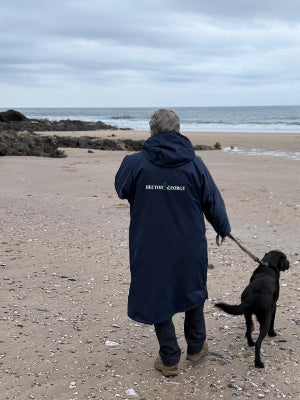 Ocean Blue fleece lined waterproof, dog walking coat from Hector and George